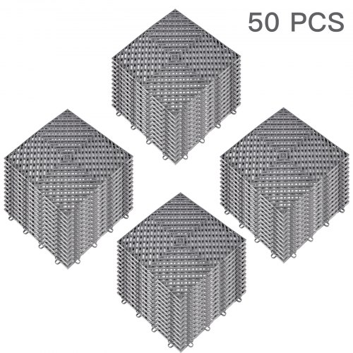 VEVOR Interlocking Garage Floor Tiles 12x12x0.5 Inch 50PCS Deck Tile Gray