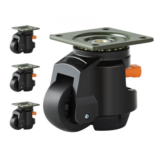 

VEVOR Leveling Casters, Set of 19141.6 kg Total Load Capacity, 6.3 cm, Heavy Duty with Upgraded Handle Design, 360 Degree Swivel Caster Wheels, Adjustable Casters with Feet for Workbench, Machine