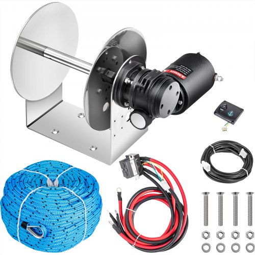 

VEVOR Electric Anchor Winch Drum Winch TW200 2500kg Load 6mmX60M Rope Full Kit