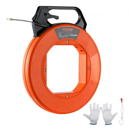 VEVOR Fish Tape, 125-foot, 3/16-inch, PET Wire Puller with Optimized Housing and Handle, Easy-to-Use Cable Puller Tool, Flexible Wire Fishing Tools fo