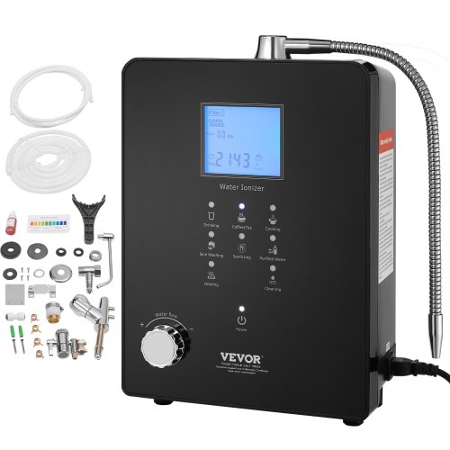 

VEVOR Alkaline Water Ionizer Machine, pH 3-11.2 Alkaline Acidic Hydrogen Water Purifier, 6 Water Settings Home Filtration System, Up to -800mV ORP, 9000L Per Filter, UV Function, Water Heating