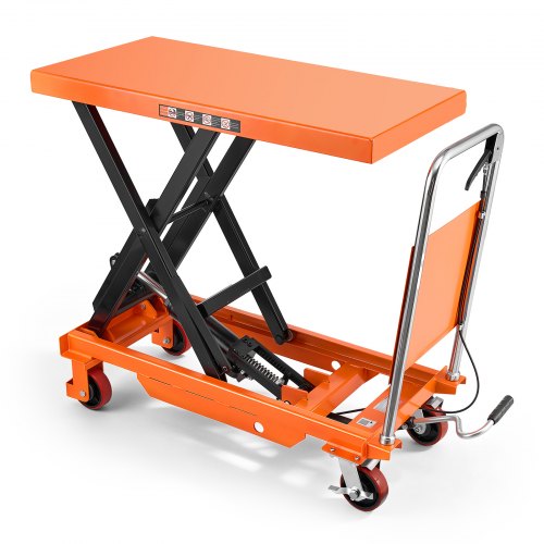 VEVOR Hydraulic Lift Table Cart, 2200 lbs Capacity 40 in Lifting Height, for Material Handling, Moving, Transportation, Manual Single Scissor Lift Table, with 4 Wheels and Handle, Heavy-Duty Steel