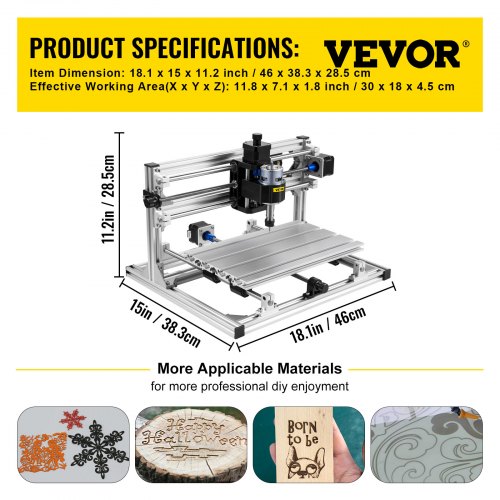 3 Axis CNC Router Kit 3018 2500MW For Wood USB Port Injection Molding Material 