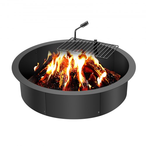 

VEVOR Fire Pit Ring w/ BBQ Fire Ring 35 Inch Outer Steel DIY Campfire Firepit