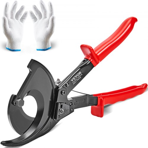 

VEVOR Ratcheting Cable Cutter, 11" Ratchet Wire and Cable Cutter, Cut up to 400 mm², with Comfortable Grip Handles, Easy to Use Quick-Release Lever, Silicon-Manganese Spring Steel Blade