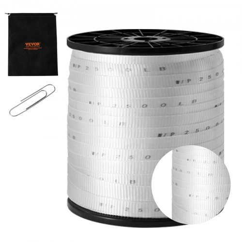 VEVOR Polyester Pull Tape, 3/4″ x 528′ Mule Tape Flat Rope, 2500 lbf Tensile Capacity, Printed Webbing Cable Pulling Tape for Packaging, Gardening, Co