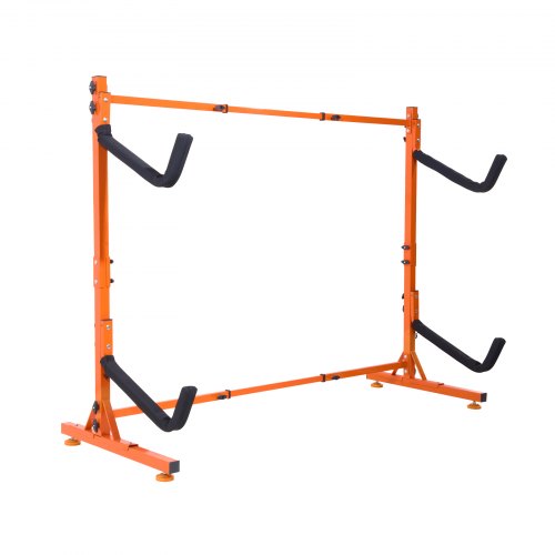 VEVOR Freestanding Kayak Storage Rack, Kayak Stand for 2 Kayak Canoe Paddleboard, Heavy-duty Steel Kayak Hanger Holder with Padded Arms and Adjustable Width, 175LBS Max Load, for Indoor Outdoor Garage logo