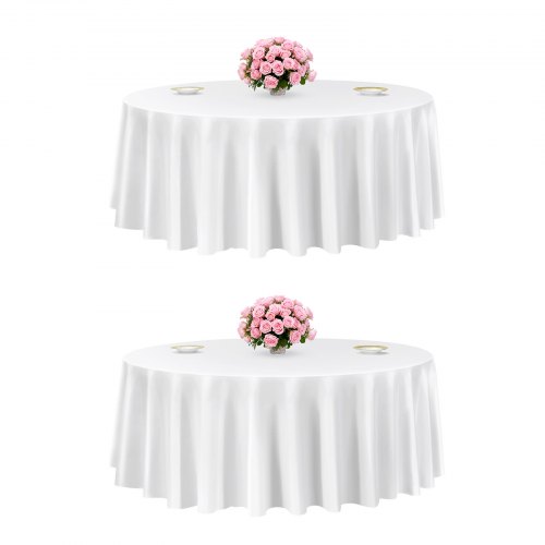 

VEVOR White Round Tablecloths 2 Pack, 120 Inches in Diameter, Stain- & Wrinkle- Resistant, Machine Washable Table Clothes, Polyester Fabric Table Covers for Wedding, Party, Banquet, Formal Events