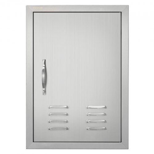 

VEVOR BBQ Access Door, 17W x 24H Inch Single Outdoor Kitchen Door, Stainless Steel Flush Mount Door, Wall Vertical Door with Handle, Vents and Hook, for BBQ Island, Grilling Station, Outside Cabinet