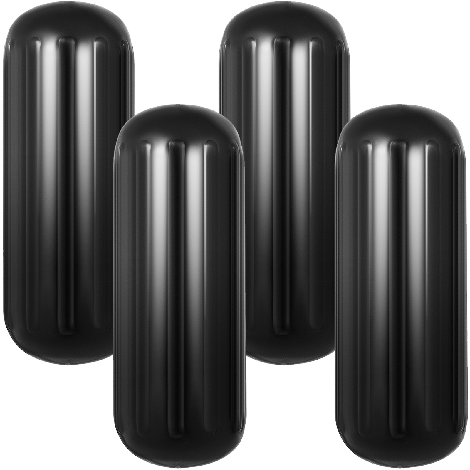 4 NEW RIBBED BOAT FENDERS 10" x 28" BLACK CENTER HOLE BUMPERS MOORING PROTECTION от Vevor Many GEOs
