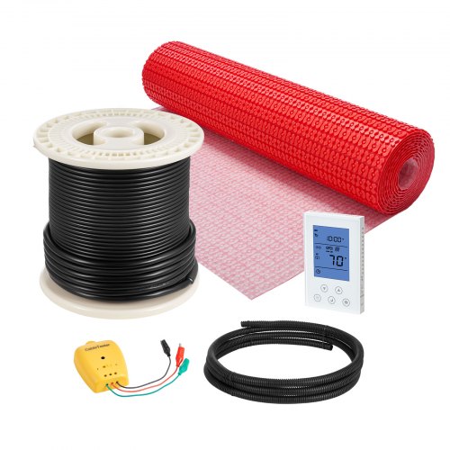 VEVOR 60 sqft Floor Heating Mat System, 120V Electric Radiant Heated Floor System, with Decoupling Membrane & Smart Control Thermostat & Alarm, Easy Installation for Tile, Stone, Vinyl