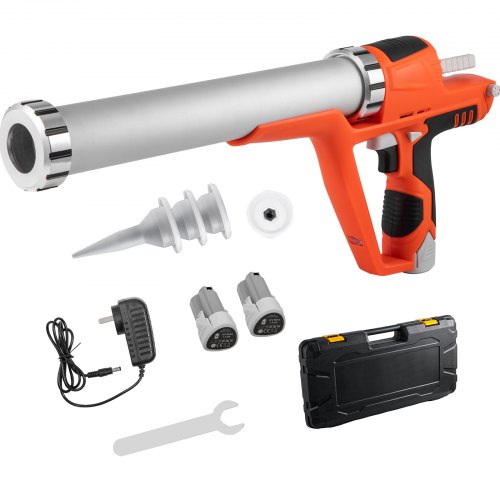 VEVOR Sausage Caulking Gun 283.5/567 g Electric Caulking Gun Aluminum 300ml Cartridge/600ml Sausage Cartridge Gun Packs 54.9x25.9 cm Dual-Use Hand Tool 6500?N Caulking Gun Kit with 5 Cones Nozzles