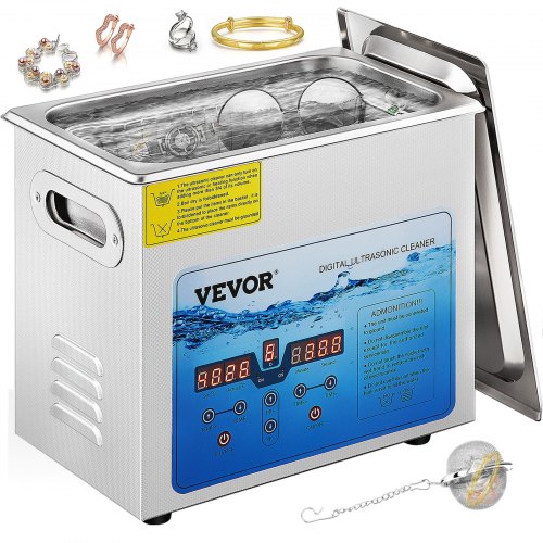VEVOR Ultrasonic
Cleaner Jewelry Cleaning Machine w/ Digital Timer and Heater 6L