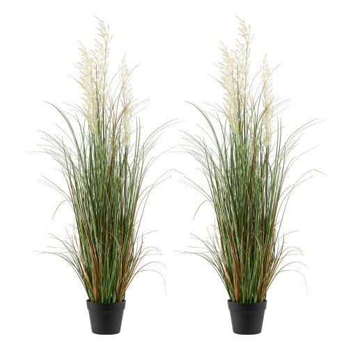 VEVOR Artificial Grass Plant, 2 Pack 47 inch Reed Flower Grass in Pot, Premium PVC Faux Fake Greenery Shrubs Plant for Indoor Outdoor House Home Garden Office Room Décor, Housewarming, Green