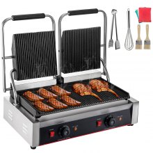 Vevor Electric Commercial Panini Sandwich Grill Restaurant With Grooved Plates