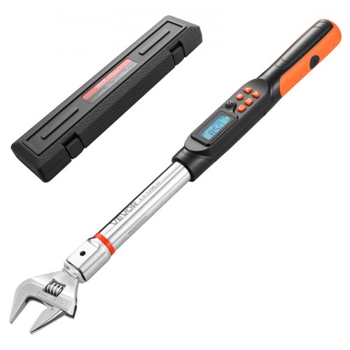 Vevor Torque Wrench 0-1.5 in Adjustable Jaw Opening Digital Torque Wrench, Open-End Jaw, 4 Display Units, ±2% Accuracy, LCD Screen, with Buzzer and LED Indicator, for Pipe and Automotive Repair