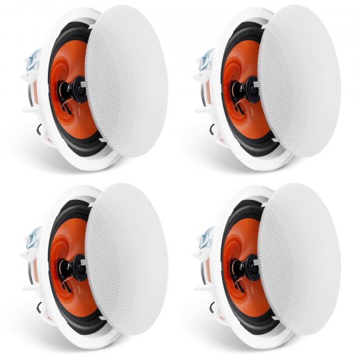

VEVOR 4 PCs 8 Inch in Ceiling Speakers, 100-Watts, Flush Mount Ceiling & in-Wall Speakers System with 8ΩImpedance 89dB Sensitivity, for Home Kitchen Living Room Bedroom or Covered Outdoor Porches