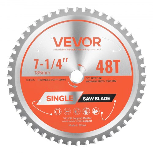 VEVOR Circular Saw Blade, 7-1/4 inch Diameter, 48 Sharp Alloy Teeth, 5/8 inch Arbor, Fine Finish, Metal Cutting Blade for Circular Saw, with Noise-Reducing Heat Vents, for Cutting Steel and Aluminum DPYJPDPQMZP1E8QB6001V0