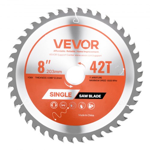 VEVOR Circular Saw Blade, 8 inch Diameter, 42 Sharp Alloy Teeth, 1 inch Arbor, Fine Finish, Wood Cutting Blade for Circular Saw, with Noise-Reducing Heat Vents, for Cutting Plywood, OSB, and Hardwood DPYJPDPQMZP2PIFMS001V0