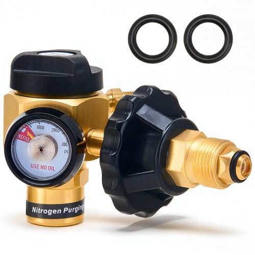 

VEVOR Nitrogen Purging Regulator, Nitrogen Purge Control Valve with 500PSI Test Pressure, 4-Position Flow Control (TST/PRG/BRZ/OFF) for Brazing, Pipeline Purging, Leak Checking & Pressure Testing