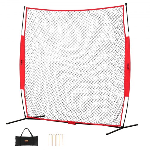 Vevor Barricade Backstop Net, 7X7 Ft Ball Sports Barrier Netting, Portable Practice Equipment With Carry Bag, Protection Screen For Baseball Softball-image