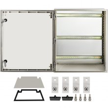 VEVOR Fiberglass Enclosure 23.6 x 19.7 x 9.1" Electrical Enclosure Box NEMA 3X Electronic Equipment Enclosure Box IP65 Weatherproof Wall-Mounted Electrical Enclosure With Hinges & Quarter-Turn Latches