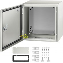 VEVOR Steel Electrical Box 12'' x 12'' x 8'' Electrical Enclosure Box, Carbon Steel Hinged Junction Box, IP65 Weatherproof Metal Box Wall-Mounted Electronic Equipment Enclosure Box with Mounting Plate