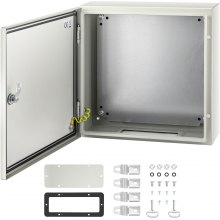 VEVOR Steel Electrical Box 16'' x 16'' x 6'' Electrical Enclosure Box, Carbon Steel Hinged Junction Box, IP65 Weatherproof Metal Box Wall-Mounted Electronic Equipment Enclosure Box with Mounting Plate