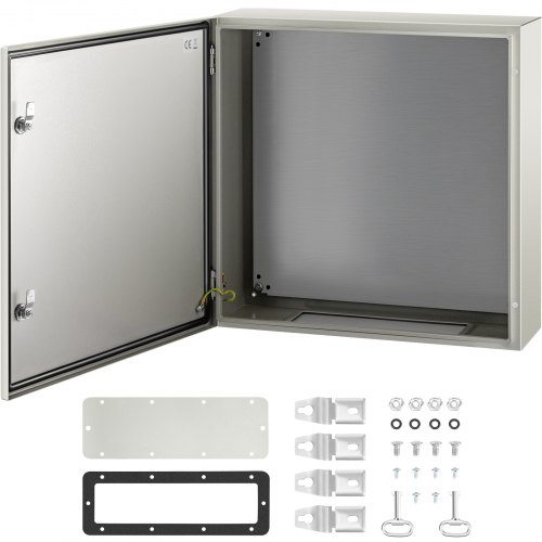 

VEVOR NEMA Steel Case, 24x24x8'' NEMA 4X Metal Electric Enclosure, IP66 Water & Dust Resistant, Suitable for Both Outdoor & Indoor Use, Includes Mounting Plate