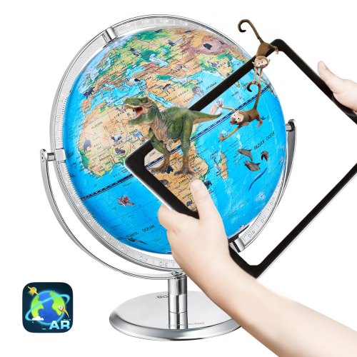 

VEVOR Educational Globe for Kids, 254 mm, Interactive AR World Globe with AR Golden Globe APP LED Night Lighting 720° Rotation, STEM Toy Gifts for Kids Compatible with Android or iOS Devices