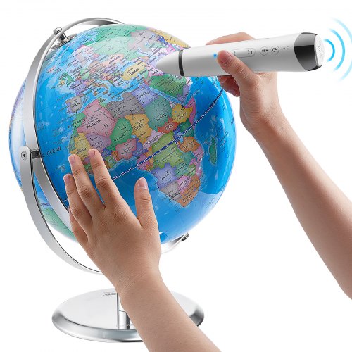 

VEVOR Talking World Globe, 228.6 mm, Interactive Globe for Kids Early Learning Teaching, Educational Globe with Smart Talking Pen LED Night Light USB Interface, Gifts for Children Boys & Girls