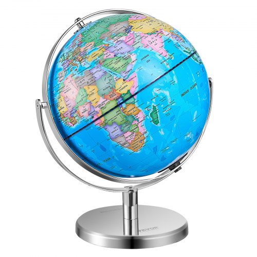 

VEVOR Rotating World Globe with Stand, 330.2 mm, Educational Geographic Globe with Precise Time Zone ABS Material, 720° Spinning Globe for Kids Children Learning Classroom Geography Education