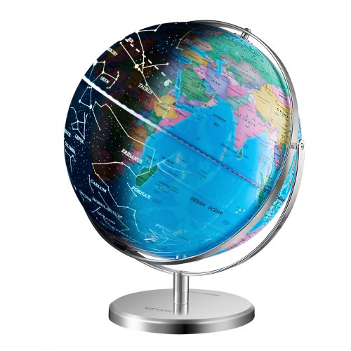 

VEVOR Illuminated World Globe with Stand, 13 in/330.2 mm, Educational Earth Globe with Stable Heavy Metal Base and LED Constellation Night Light HD Printed Map, Spinning for Kids Classroom Learning