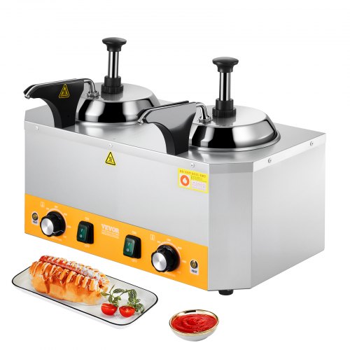 

VEVOR 2.4x2 L Electric Cheese Dispenser with Pump Commercial Hot Fudge Warmer