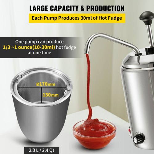 Nacho Cheese Dispenser 110V 650W Hot Fudge Heater Tank Stainless Steel Machine 