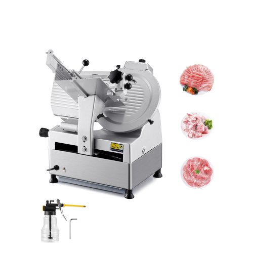 

VEVOR Automatic Meat Slicer, 180W + 370W Deli Slicer with a 12 inch Premium 65Mn Blade, 0-0.3 inch Adjustable Thickness, Electric Food Slicer Machine for Meat, Vegetables, Hard Bread, and Cheese