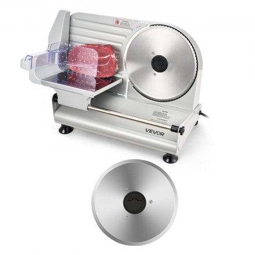 

VEVOR Meat Slicer, 8.6" Electric Deli Slicer with 2 SUS420 Blades & 0-0.6" Adjustable Thickness, Dual Security Lock, 200W Home Food-Slicer for Frozen Meat, Ham, Baguett, Steak, ETL Approved