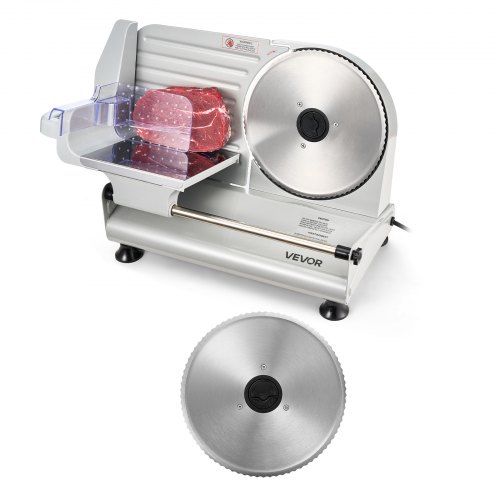 

VEVOR Meat Slicer, 8.6 inch 200W Electric Deli Slicer Machine with two SUS420 Blade, 0-0.6 inch Adjustable Thickness, ETL Certified Home Food-Slicer for Meat, Ham, Baguett, Steak