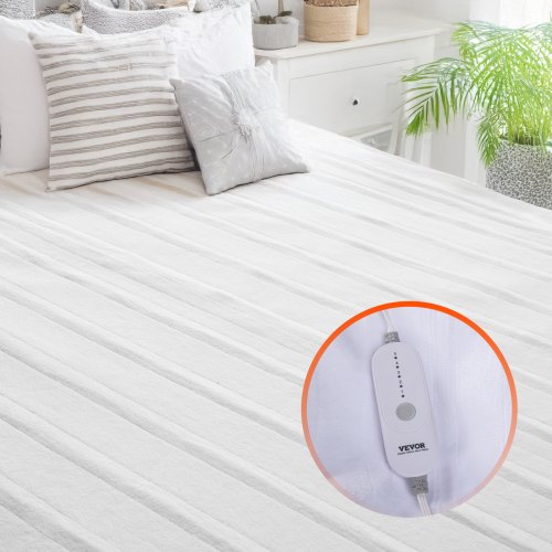 VEVOR Heated Mattress Pad, 54 x 75 in, Full Size Electric Bed Warmer with 1-5 Heat Settings Control, 10-Hour Auto Shut Off, Machine-Wash Breathable Co