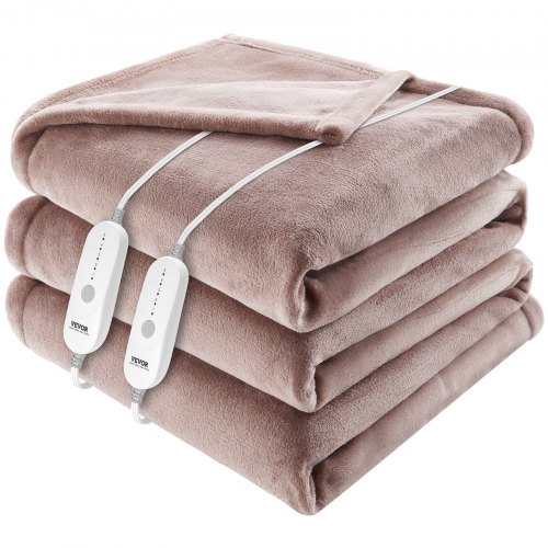 

VEVOR Heated Blanket Electric Throw, 84" x 90" Queen Size, Soft Flannel Heating Blanket with 10 Hours Timer Auto-off & 5 Heating Levels, Dual Control, Machine Washable, ETL & FCC Certification (Beige)