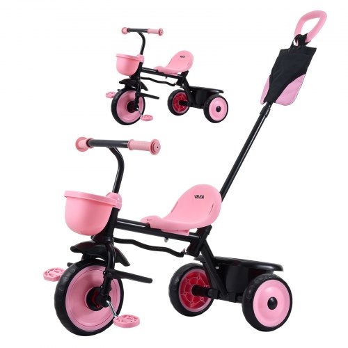 VEVOR Toddler Tricycle & Stroller for 18 Months to 5 Year Old, Kids Trike with Parent Push Handle, Adjustable Seat & Storage for Outdoor Play, Tricycl