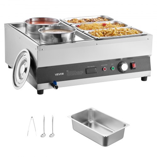

Commercial Soup Warmer Soup Station with 2-Pot & 3-Pan Soup Kettle Warmer