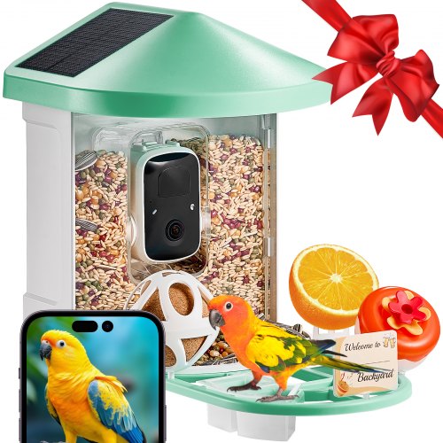 

VEVOR Smart Bird Feeder with Camera 2K HD AI Identify Bird Species Solar-Powered