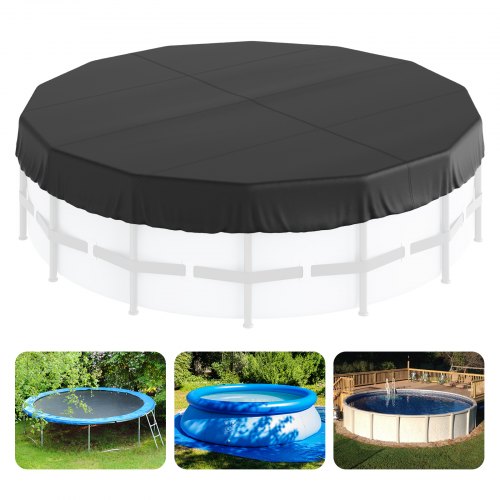 

VEVOR 15 Ft Round Pool Cover, Solar Covers for Above Ground Pools, Safety Pool Cover with Drawstring Design, 420D Oxford Fabric Summer Pool Cover, Waterproof and Dustproof, Black