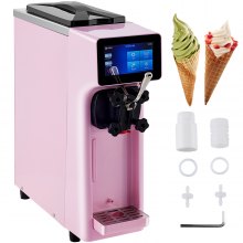 VEVOR Commercial Soft Serve Ice Cream Maker Frozen Yogurt Machine 10-20L/H Pink
