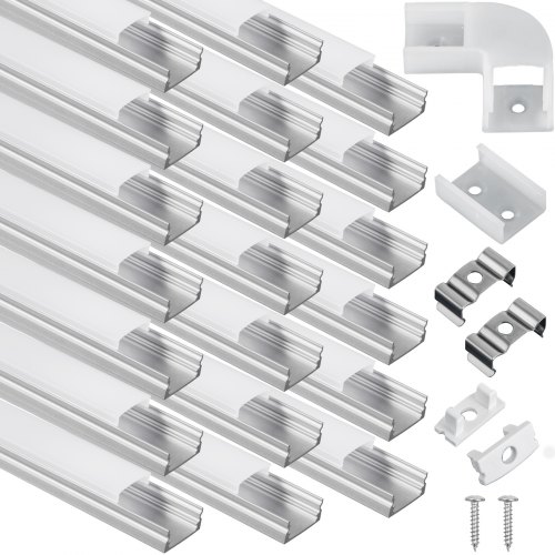 Vevor Alloy Channel Aluminum U-shape Led Channel 20pcs 6.6ft For Led Strip Light