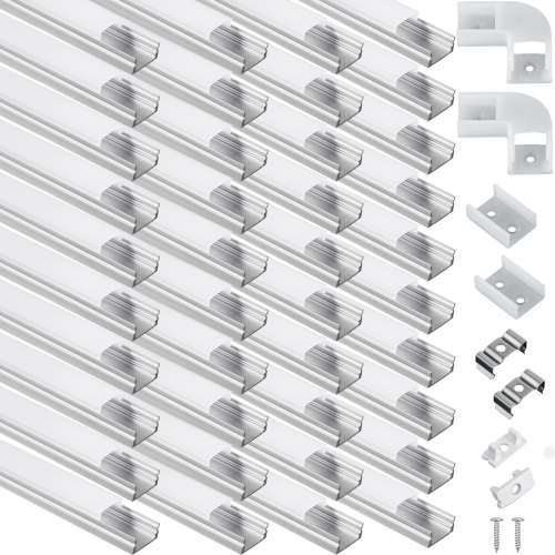 Vevor Alloy Channel Aluminum U-shape Led Channel 40pcs 3.3ft For Led Strip Light