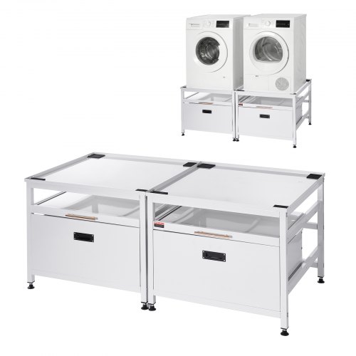 

VEVOR Laundry Pedestal, 22.6 in Height, 29 x 29 in Washer and Dryer Pedestals with Pull-out Tray and Storage Space, 800 lbs Load Capacity, Non-Slip Feet Washing Machine Stand Universal, White, 2 Pack