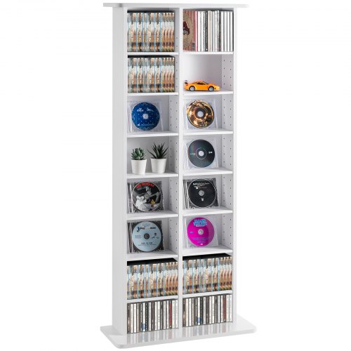

VEVOR Media Storage Cabinet 8 Layers Adjustable DVD Shelves Holds 464 CDs White
