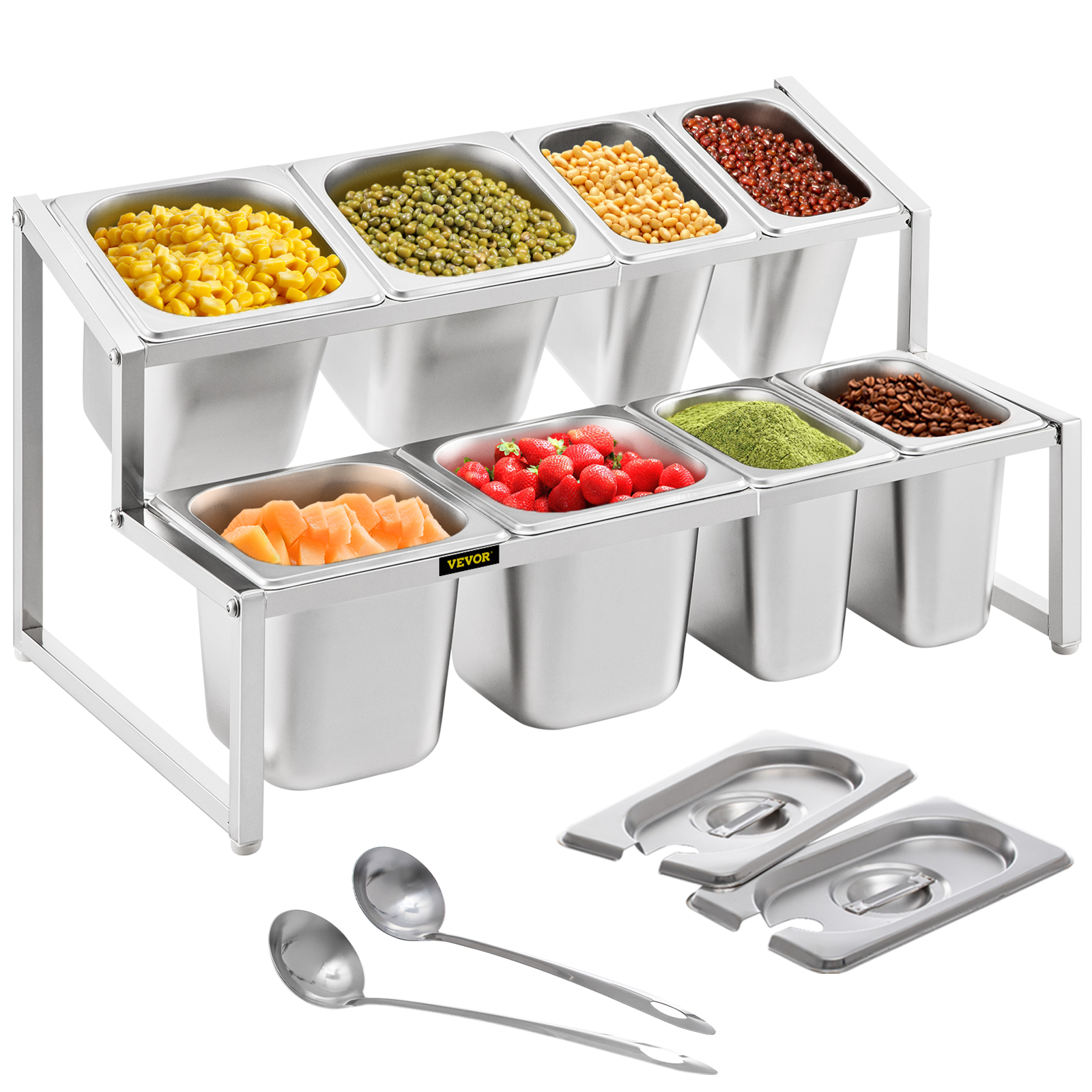 VEVOR Expandable Spice Rack Seasoning Organizer 2 Tiers with 8 Pans in 2 Sizes от Vevor Many GEOs